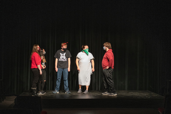 Image of students performing an improv version of The Lion King